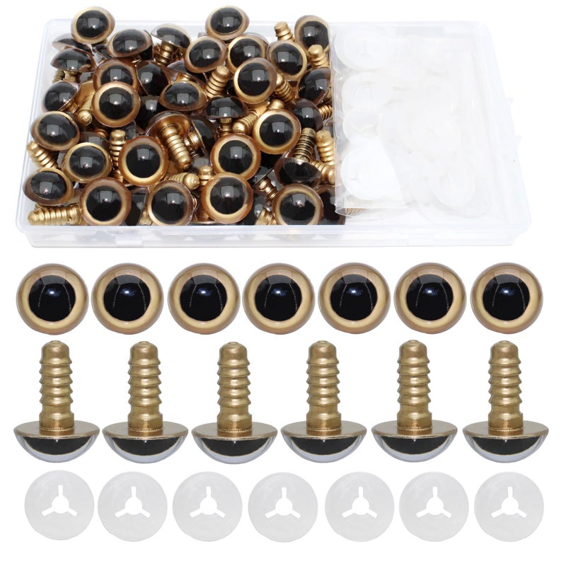 ARTCXC 50Pcs 15mm Colorful Solid Plastic Safety Eyes Craft Eyes with Sturdy Washers for Doll, Puppet, Plush Animal DIY Making - Image 1